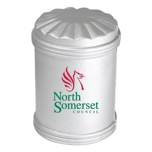 Customisable Stress Dustbin in Silver printed with your logo from Total Merchandise