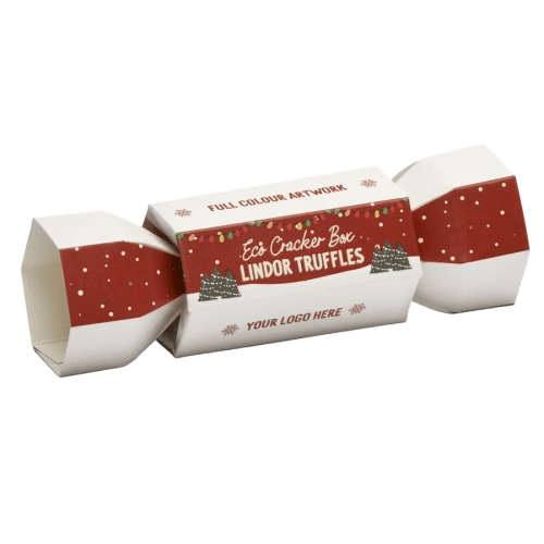 Promotional Eco Lindor Truffle Cracker Box in White printed with your logo from Total Merchandise