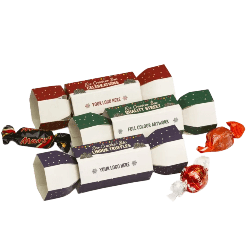 Logo Branded Trio of Eco Christmas Crackers in White branded with your logo from Total Merchandise
