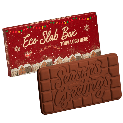 Branded Eco Boxed Christmas Chocolate Bar in White printed with your logo from Total Merchandise