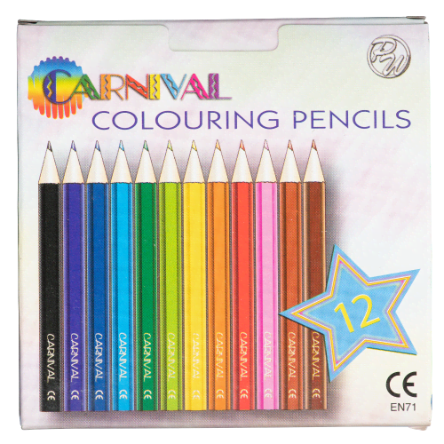 Branded Pack of 12 Carnival Colouring Pencils in White printed with your logo from Total Merchandise
