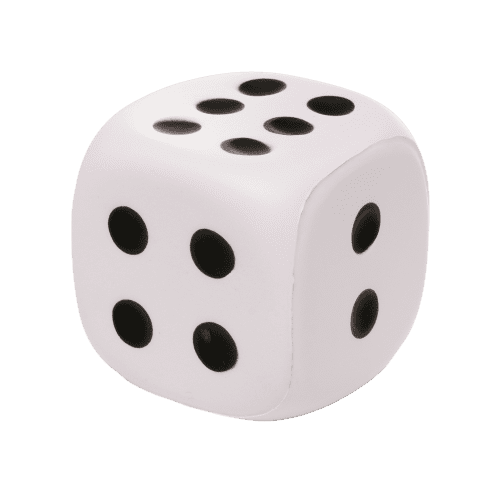 Customisable Stress Cube Dice in White printed with your logo from Total Merchandise