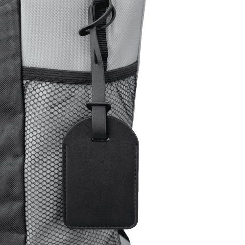 Rectangular Recycled PU Luggage Tag with Built-in Apple Find My in Black from Total Merchandise