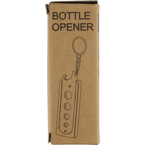 Branded Bamboo Bottle Opener & Tool Keyring in Brown printed with your logo from Total Merchandise