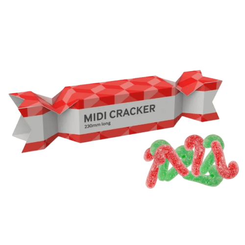 Printed Vegan Candy Canes Christmas Cracker in White branded with your logo from Total Merchandise