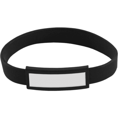 Logo Branded Full Colour Silicone Wristbands in Black printed with your logo from Total Merchandise