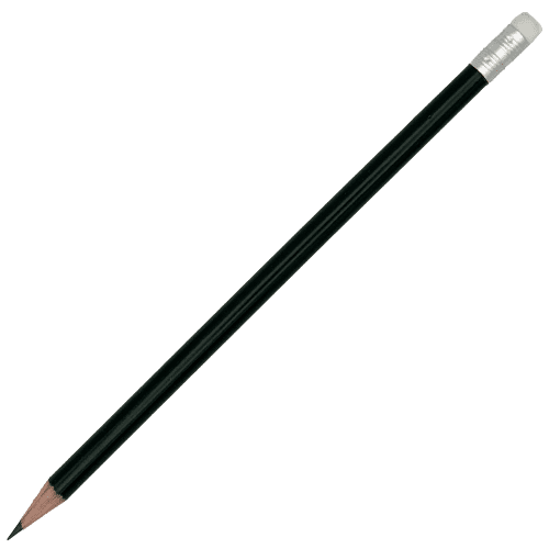 Branded UK Sustainable Round Pencil with Eraser in Black with a design from Total Merchandise
