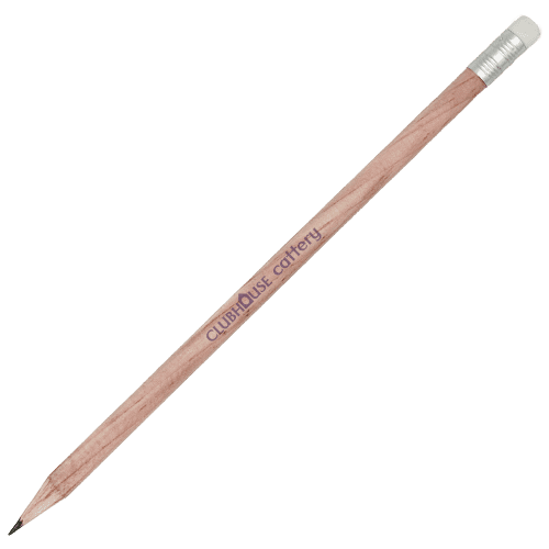 Printed UK Sustainable Round Pencil with Eraser in Natural from Total Merchandise