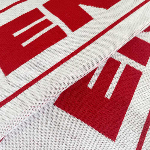 Customised Bespoke Knitted Scarves branded with your logo in a knitted design from Total Merchandise
