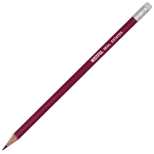 Branded Custom Colour Round Pencil with Eraser from Total Merchandise