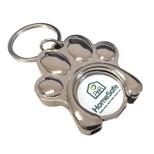 Custom Paw Shaped Trolley Coin Holder in Silver from Total Merchandise