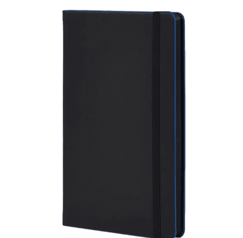 Custom Black Laser Notebooks in Black/China Blue with a design from Total Merchandise
