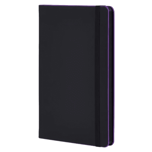 Custom branded Black Laser Notebooks in Black/Lilac with a design from Total Merchandise