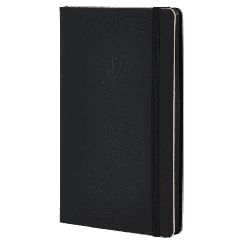 Branded Black Laser Notebooks in Black/Taupe with a design from Ttal Merchandise