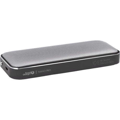 Logo Branded Nano Pro Ultra Slim Speaker in Black/Silver with a design from Total Merchandise