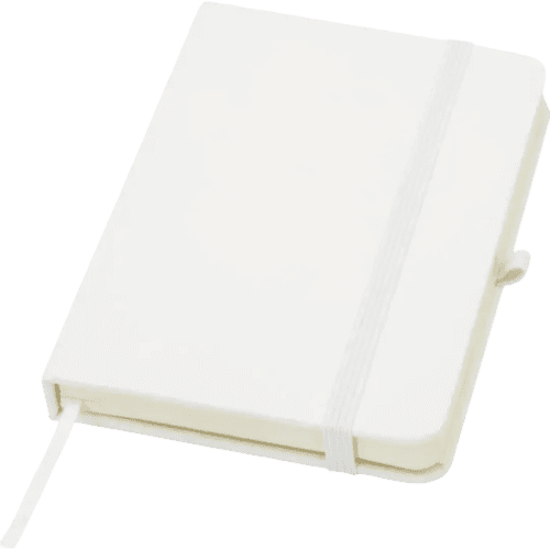 Branded Spectrum Plus A6 Hard Cover Notebook in White with a design from Total Merchandise