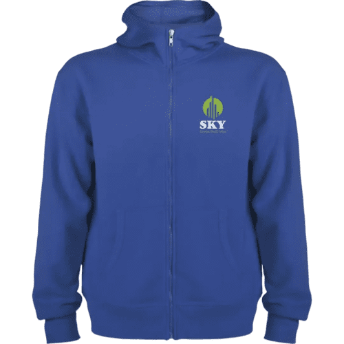 Promotional ROLY Montblanc Unisex Full Zip Hoodie in Royal Blue from Total Merchandise