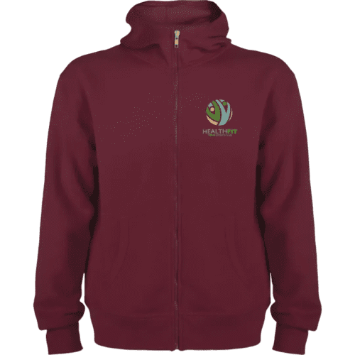 Custom Printed ROLY Montblanc Unisex Full Zip Hoodie in Garnet from Total Merchandise