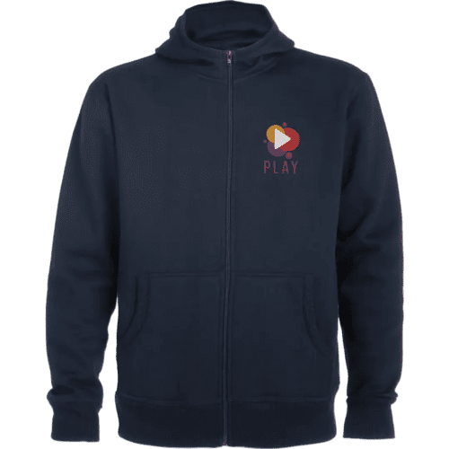 Customisable ROLY Montblanc Unisex Full Zip Hoodie in Navy Blue from Total Merchandise