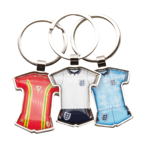 Custom Sport Kit Shaped Keyring in White with a design from Total Merchandise