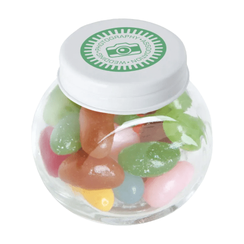 Small Glass Jar with Jelly Beans in White