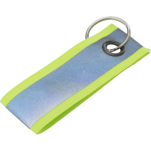 Branded Polyester Reflective Keyring in Yellow/Silver with a design form Total Merchandise