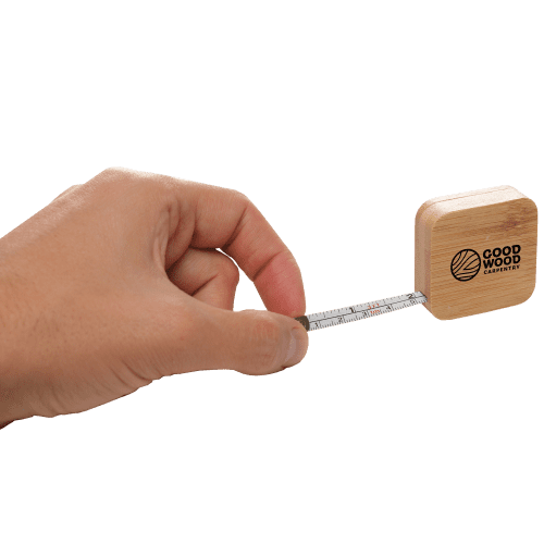 Promotional Bamboo Measuring Tape in Natural branded with your logo from Total Merchandise