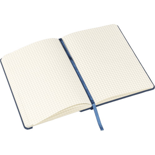Printed A5 Notebook with Grid Square Pages in Blue branded with your logo from Total Merchandise