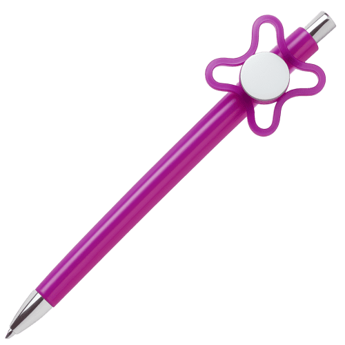 Promotional Fidget Spinner Pens in Magenta with a design from Total Merchandise