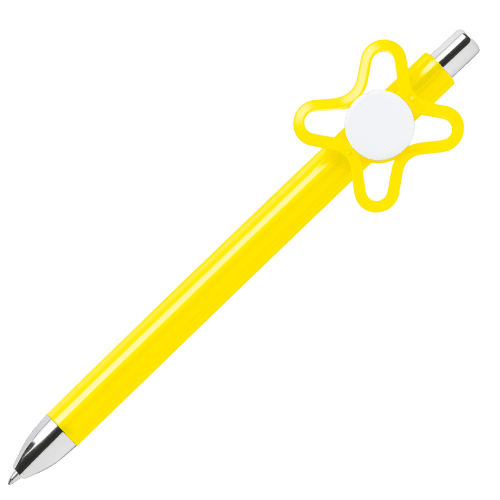 Promotional Fidget Spinner Pens in Yellow with a design from Total Merchandise