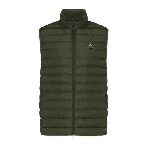 Logo Printed Men’s Meru Recycled Polyester Bodywarmer in Khaki from Total Merchandise