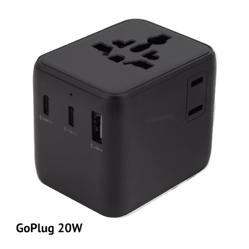 20W Go Plug Travel Adapter in Black