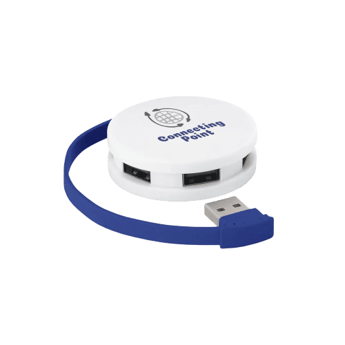 Custom Branded USB Hub with Cable in Royal Blue printed with your logo from Total Merchandise