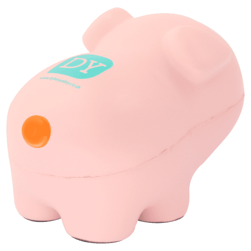 Branded Stress Pigs with a company logo printed from Total Merchandise