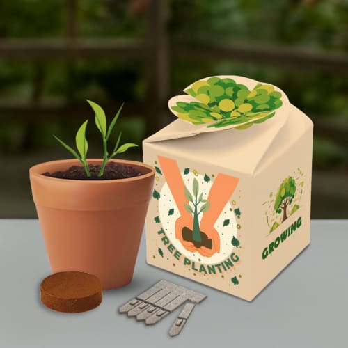 Personalisable Flower Pot Gardens in White branded with your company logo from Total Merchandise