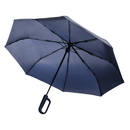 Custom Branded Yara AWARE™ Telescopic Carabiner Umbrella in Navy branded with your company logo