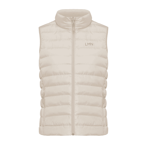 Personalised Women's Meru Recycled Polyester Bodywarmer in Beige branded with your company logo