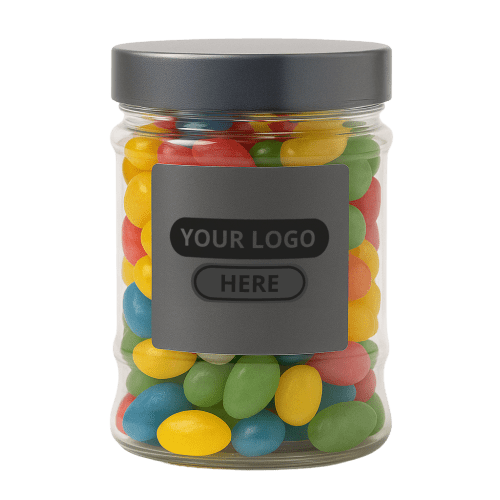 380ml Jar of Jelly Beans in Silver