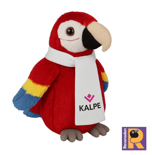 Branded Ravensden Scarlett Macaw Soft toy with a design from Total Merchandise