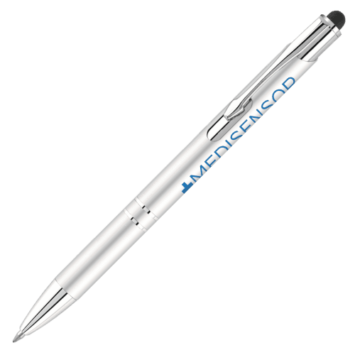 Customisable Electra-i Classic GRS Recycled Stylus Ballpen in Silver branded with your company logo