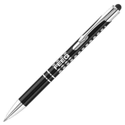 Promotional Electra-i Classic GRS Recycled Stylus Ballpen in Black branded with your company logo
