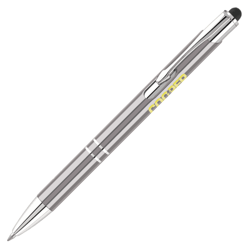 Printed Electra-i Classic GRS Recycled Stylus Ballpen in Gunmetal branded with your company logo