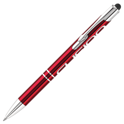 Personalisable Electra-i Classic GRS Recycled Stylus Ballpen in Red branded with your company logo