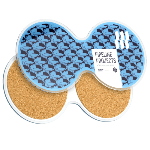 Branded Recycled Acrylic Double Coaster in Clear with a full colour design from Total Merchandise