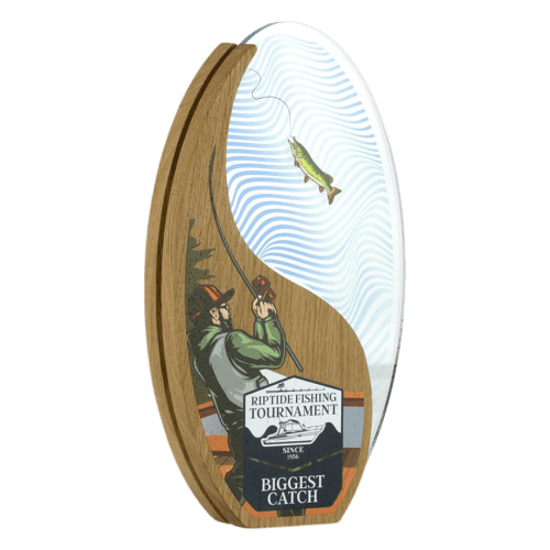 Branded Oak with Acrylic YingYang Award in Oak/Clear printed with your logo from Total Merchandise