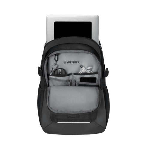 Custom Printed Wenger XE Ryde Backpack in Black branded with your logo from Total Merchandise
