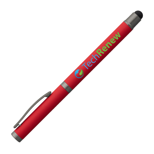 Promotional Bowie Recycled Aluminium Stylus Gel Pen in Red with a design from Total Merchandise