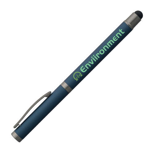 Custom Bowie Recycled Aluminium Stylus Gel Pen in Navy with a design from Total Merchandise