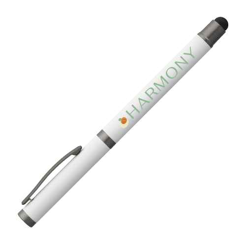 Branded Bowie Recycled Aluminium Stylus Gel Pen in White with a design from Total Merchandise