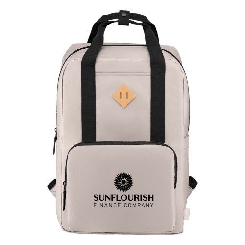 Majesty 300D rPET Laptop Backpack in Dune Warm Grey branded with your logo from Total Merchandise